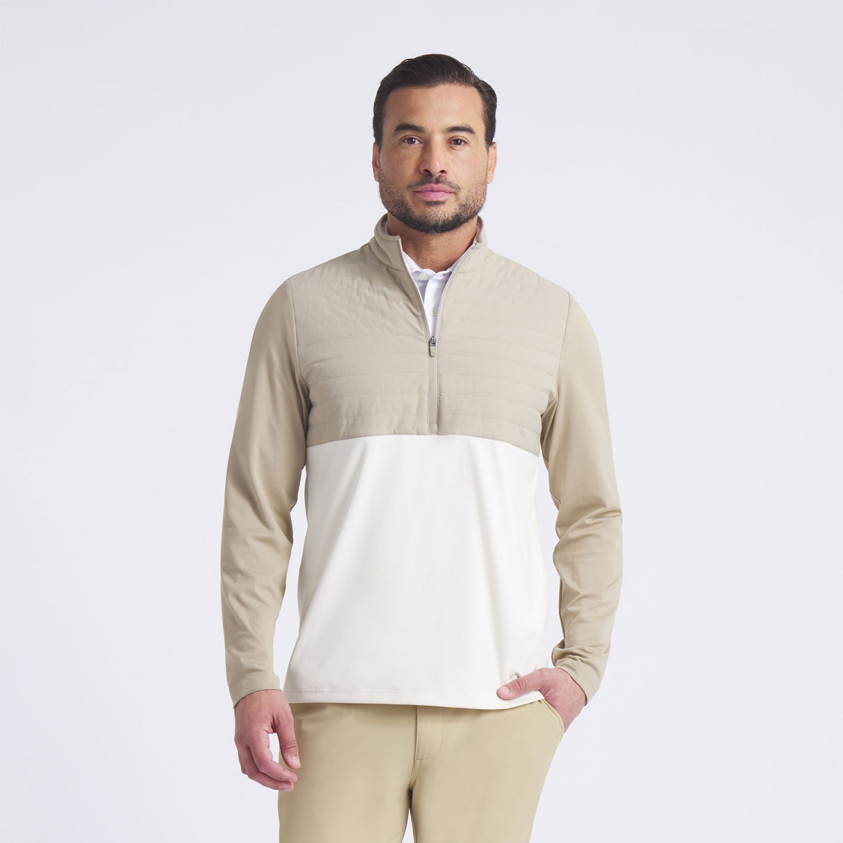 Puma x OBX GC CloudSpun Tech Hybrid 1/2 Zip Golf Jacket-Ice Coffee