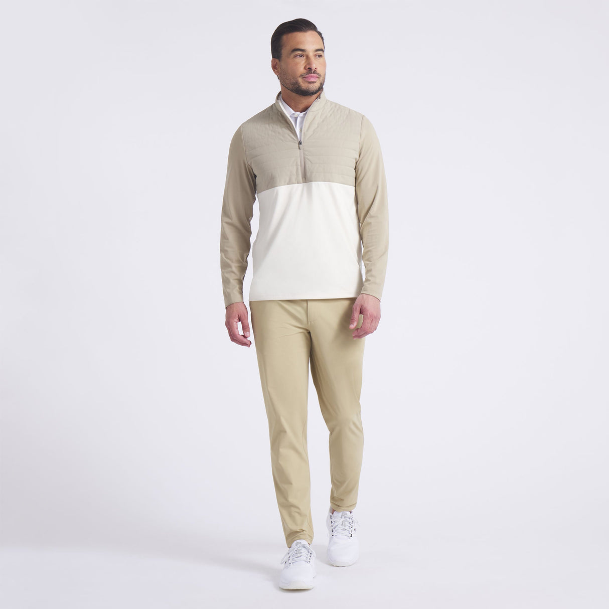 Puma x OBX GC CloudSpun Tech Hybrid 1/2 Zip Golf Jacket-Ice Coffee