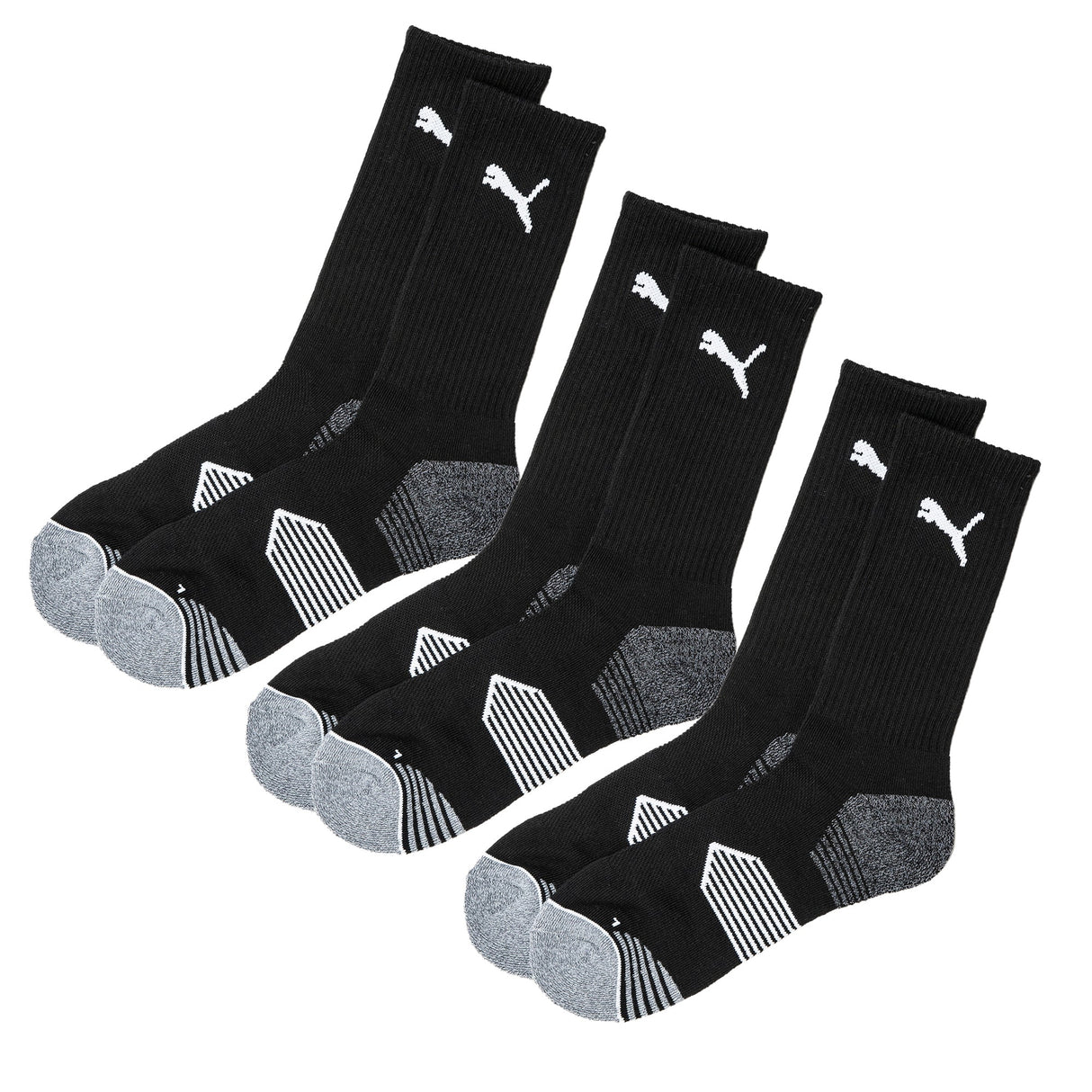 Puma Essential Crew Cut 3-Pack Socks-Black