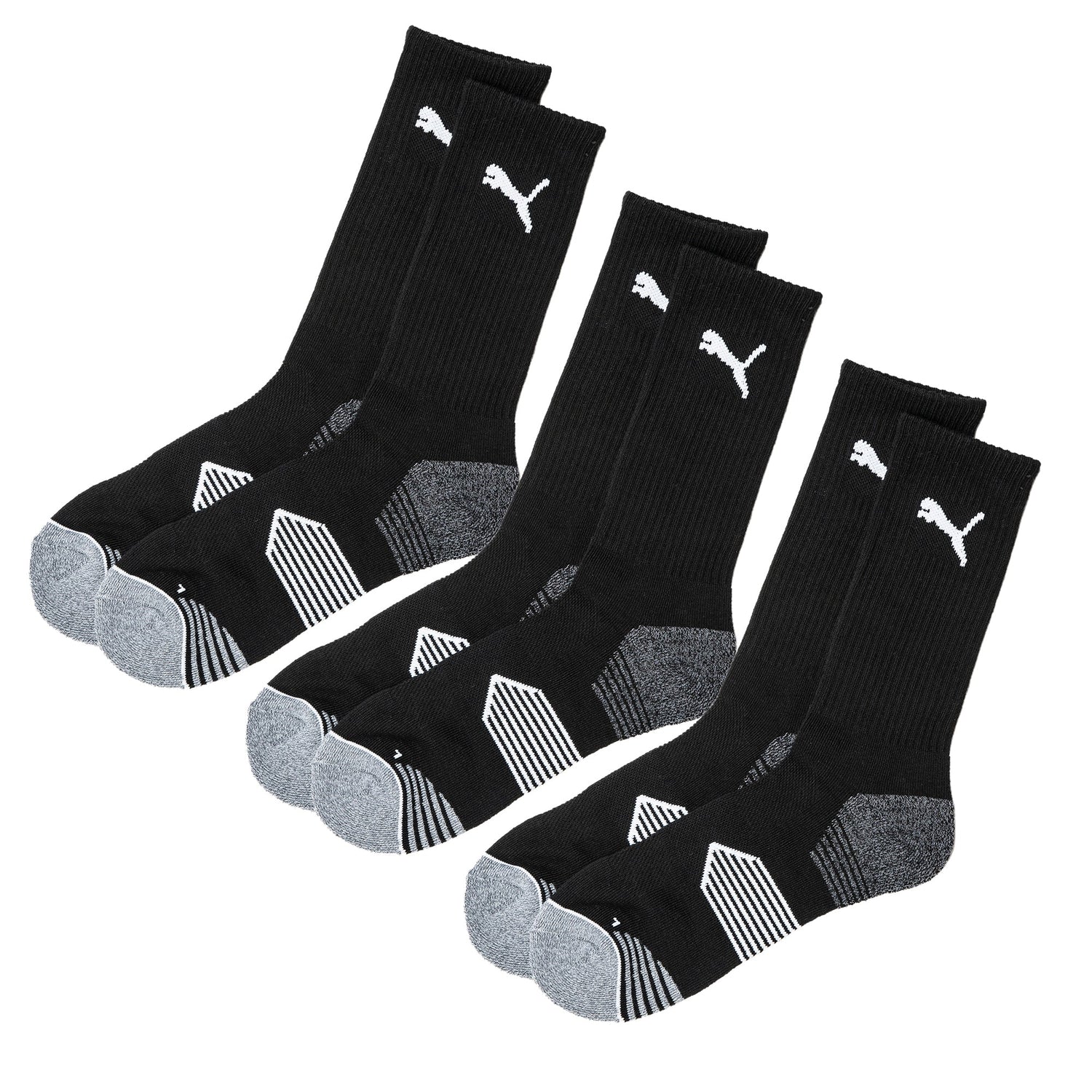 Puma Essential Crew Cut 3-Pack Socks-Black