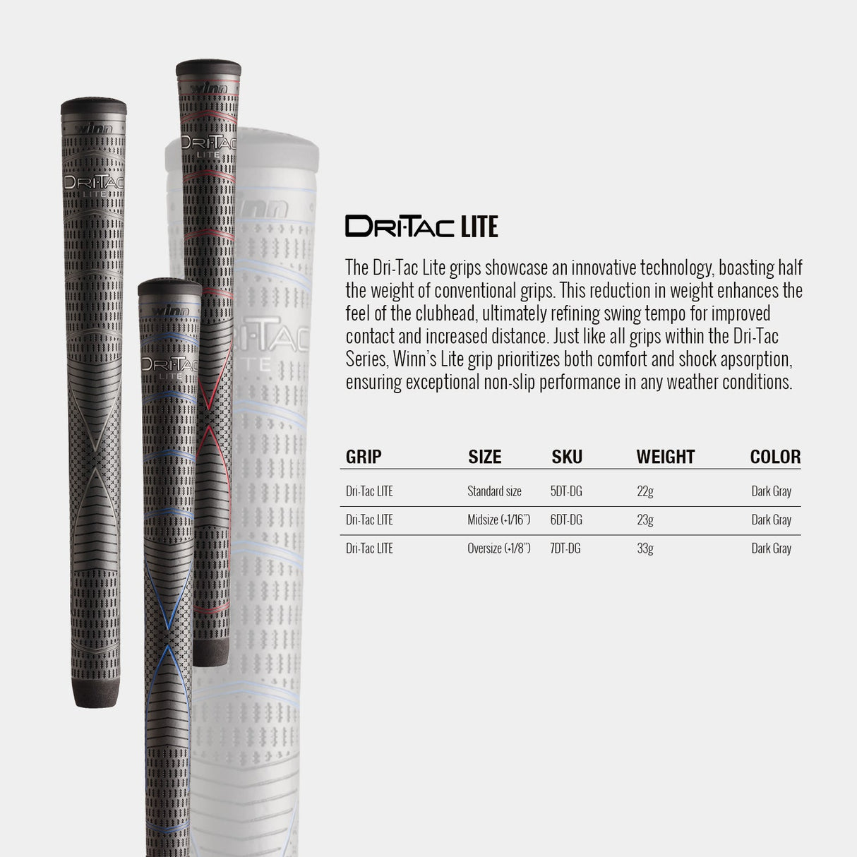 Winn Dri-Tac Lite Golf Grips