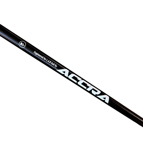 Golf club shaft with 'ACCRA' branding on a blurred background