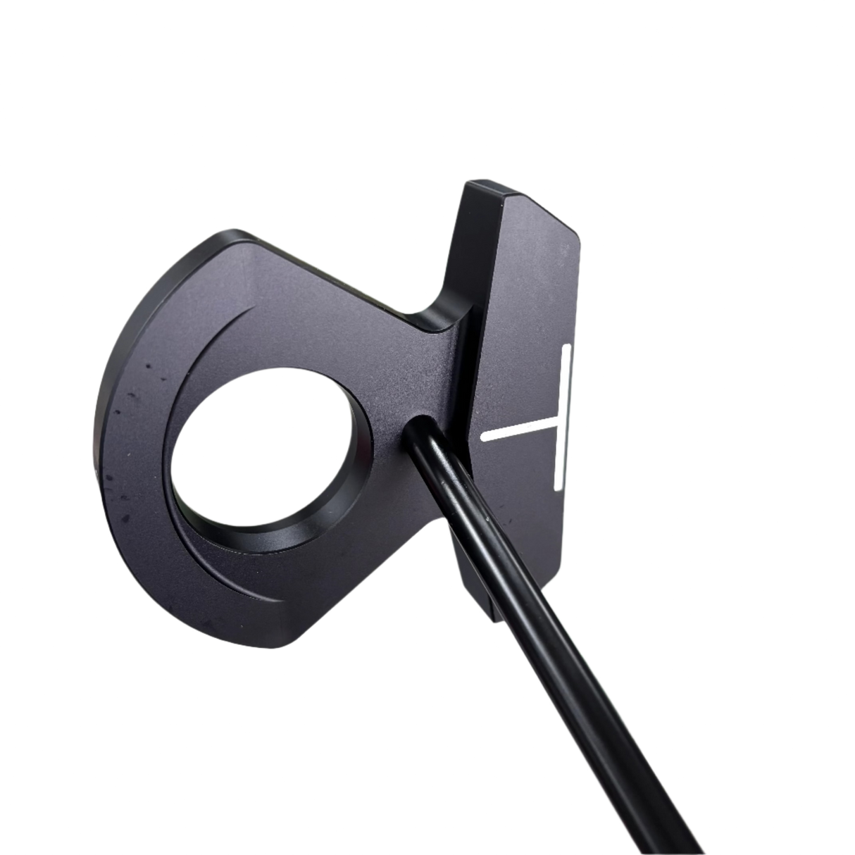 Close-up of a golf putter with a transparent background