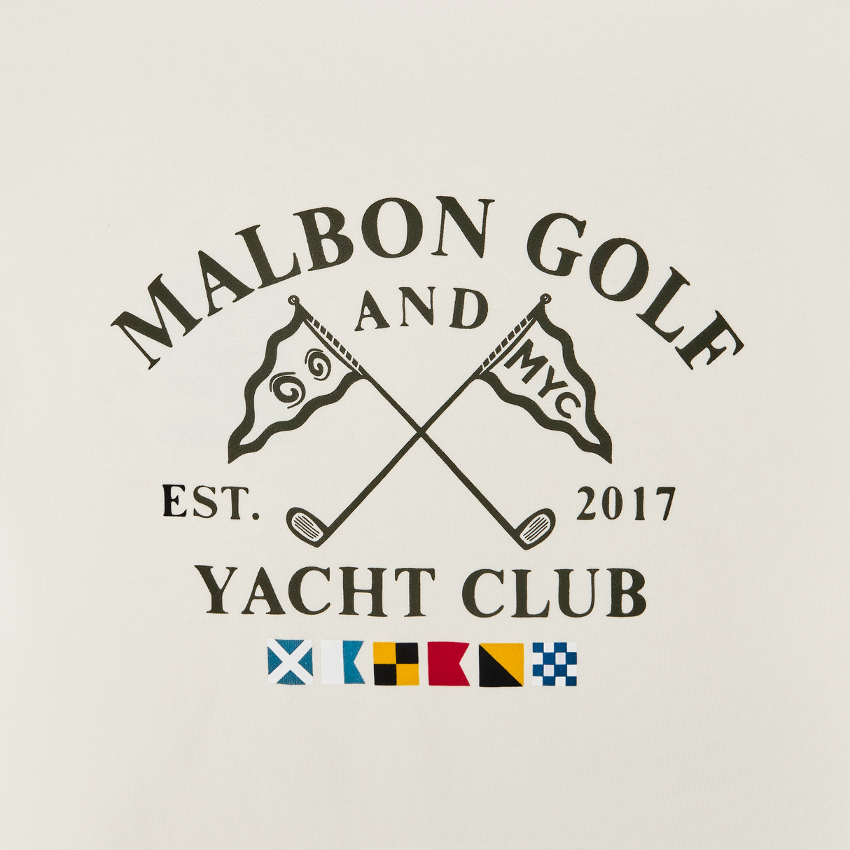 Back of a shirt with Malbon Golf and Yacht Club logo and text