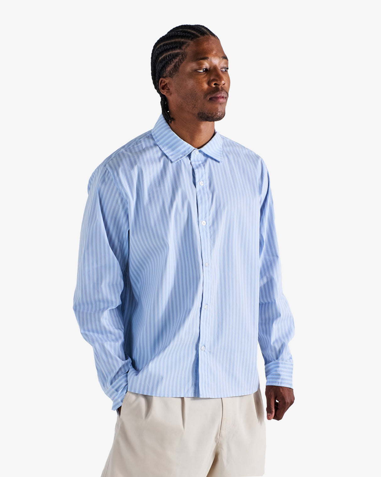 Melbon Lunedi Cotton Poplin Shirt-Light Blue