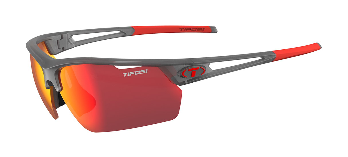 Tifosi Navar FC Sunglasses-Satin Vapor Frame - Smoke Tint with Red Mirror