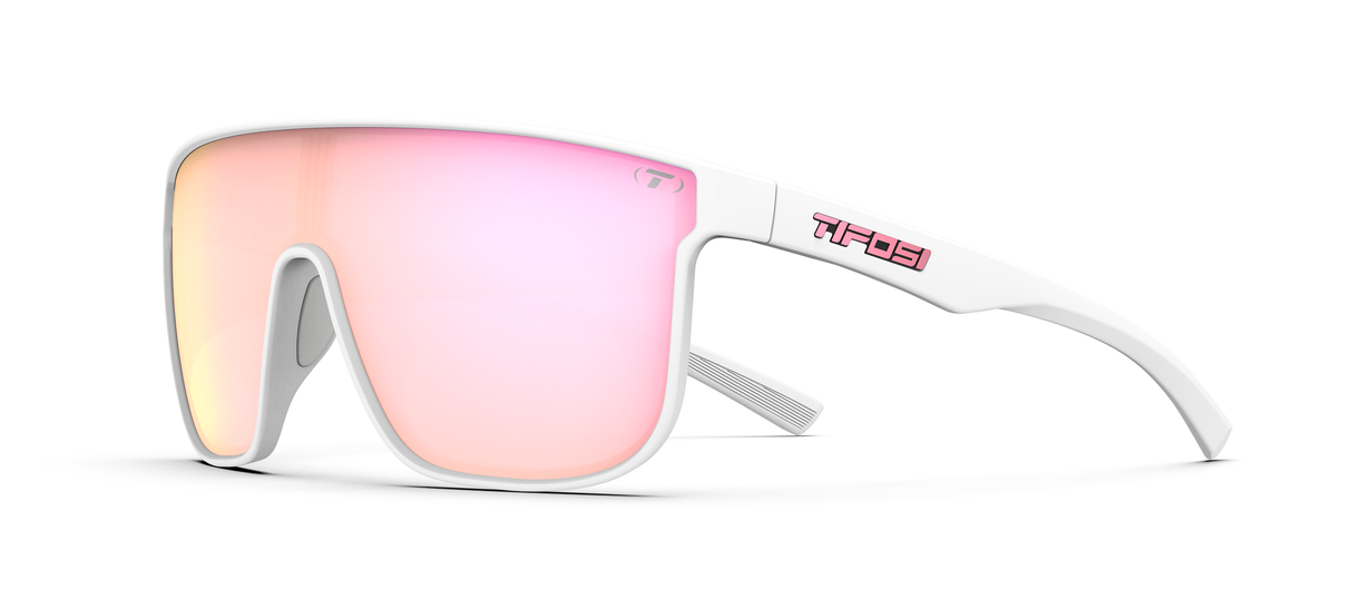 Tifosi Sanctum XL Sunglasses-Matte Gunmetal Frame - Matte White Frame - Smoke Tint with Pink Mirror