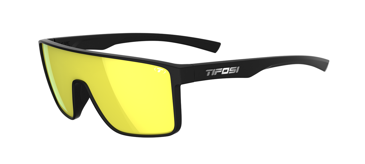 Tifosi Sanctum Sunglasses-Matte Black Frame - Smoke Tint with Yellow Mirror