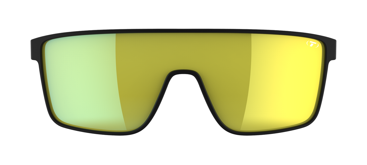 Tifosi Sanctum Sunglasses-Matte Black Frame - Smoke Tint with Yellow Mirror