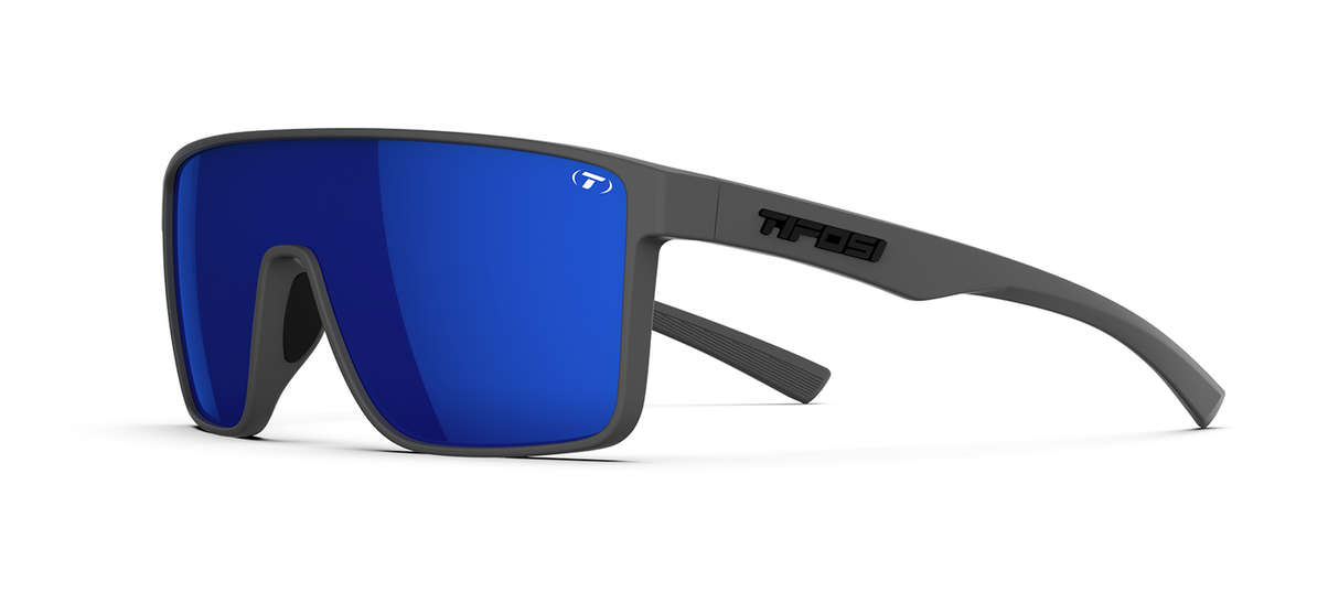 Tifosi Sanctum Sunglasses-Matte Gunmetal Frame - Smoke Tint with Cobalt Blue Mirror