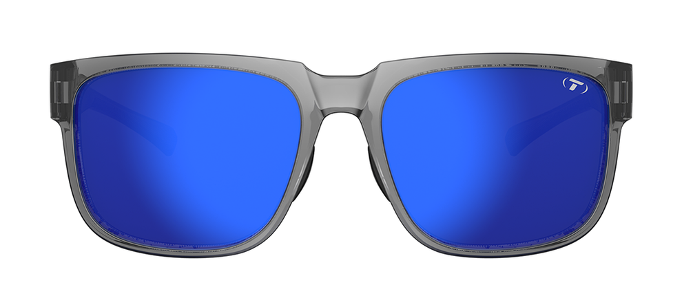 Tifosi Shumo Sunglasses-Crystal Smoke Frame - Smoke Tint with Cobalt Blue Mirror