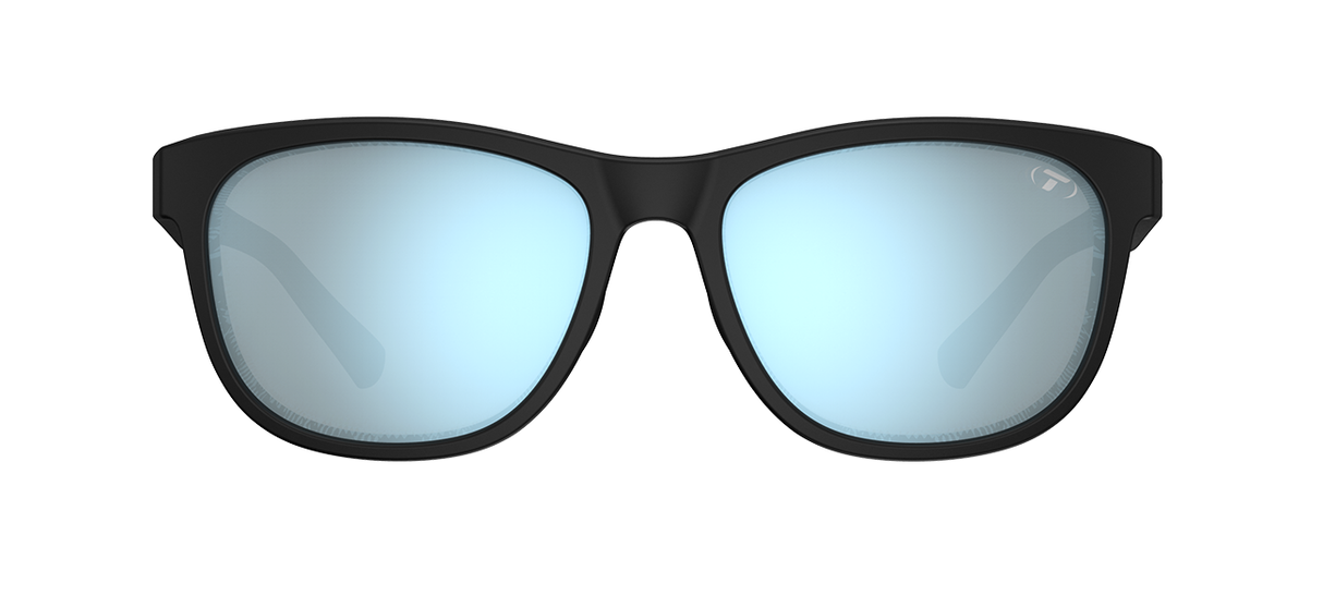 Tifosi Swank Sunglasses-Satin Black Frame - Smoke Tint with Bright Blue Mirror