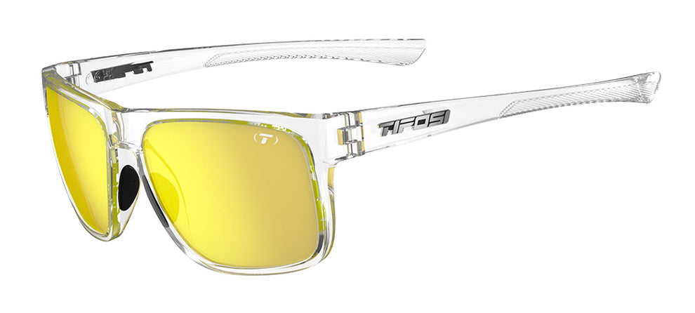 Tifosi Swick Sunglasses-Crystal Clear Frame - Smoke Tint with Yellow Mirror