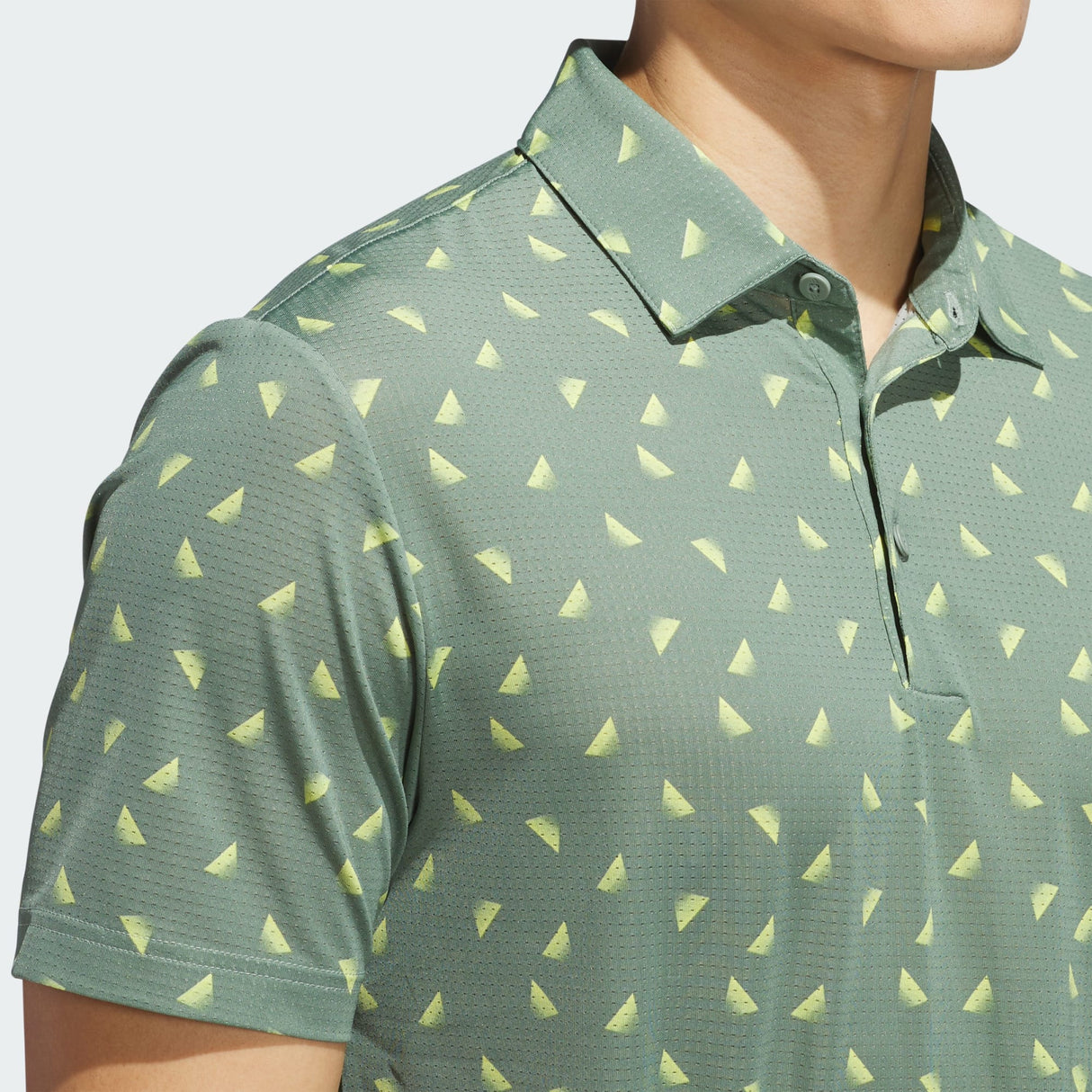 Adidas Ultimate365 Printed Mesh Polo-Silver Green / Pure Sulfur