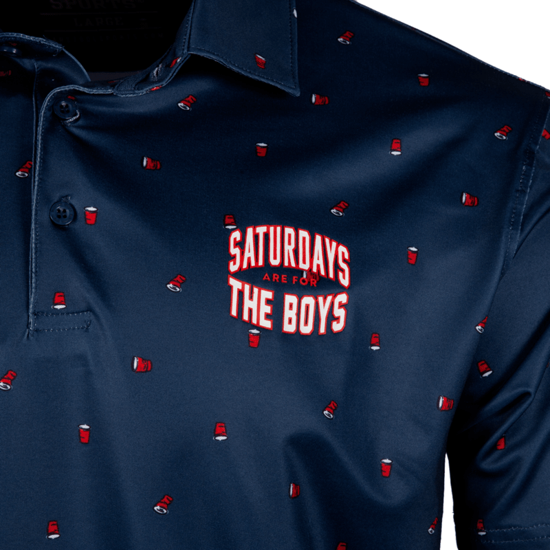 Barstool Golf Saturdays Are For The Boys Solo Cup Printed Polo-Navy