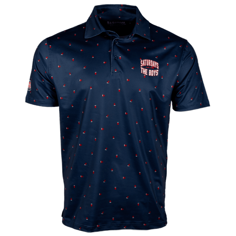 Barstool Golf Saturdays Are For The Boys Solo Cup Printed Polo-Navy