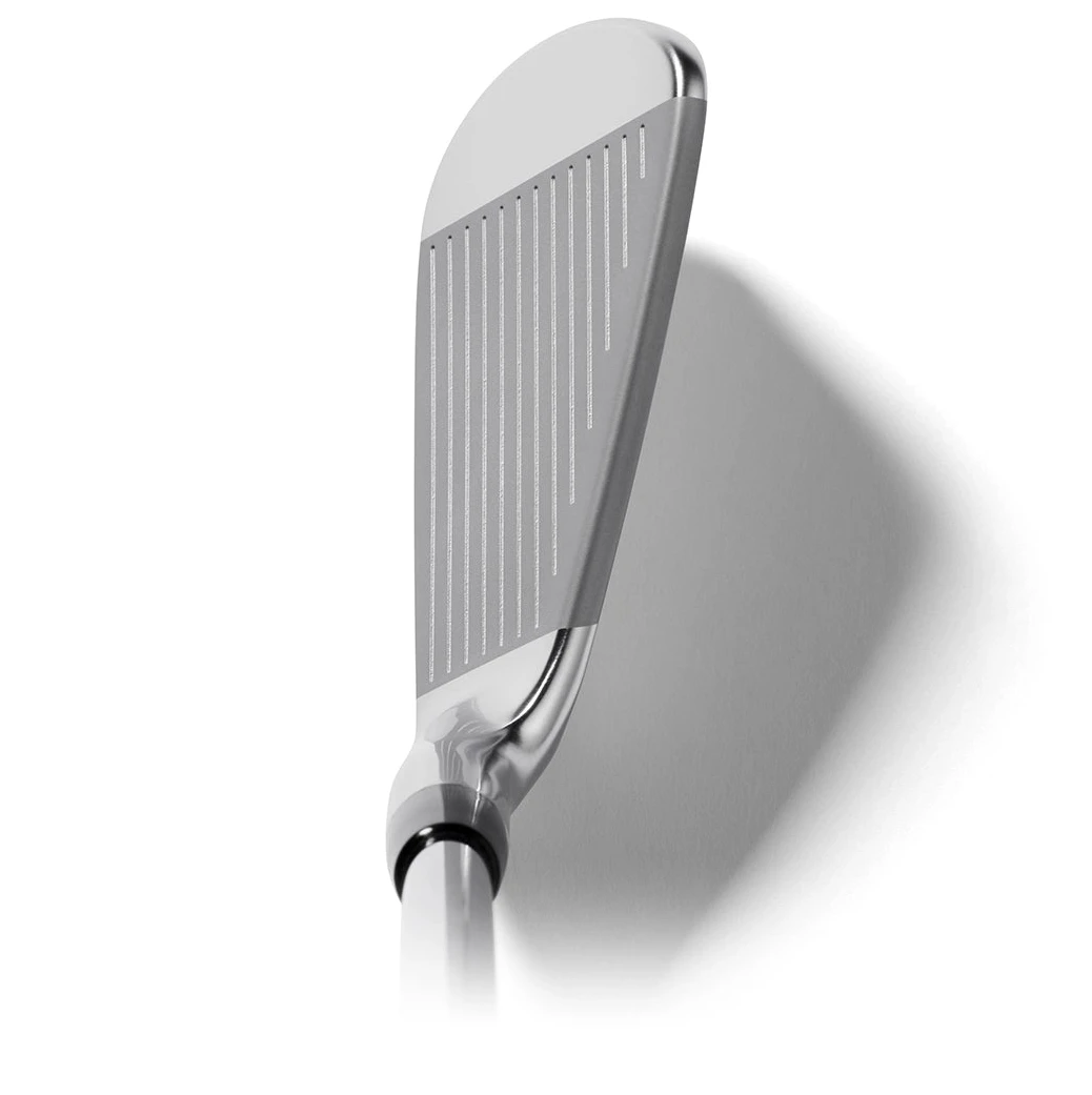 Metallic shower head on a white background