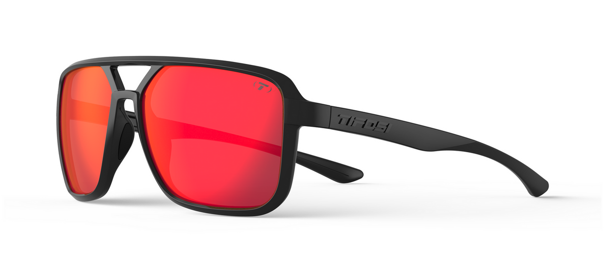 Tifosi Salto Sunglasses-Blackout Frame - Smoke Tint with Red Mirror