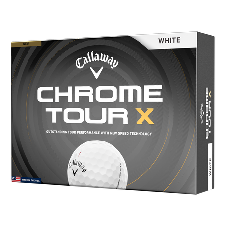 Callaway Chrome Tour X golf ball packaging on a white background