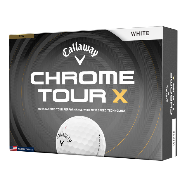 Callaway Chrome Tour X golf ball packaging on a white background