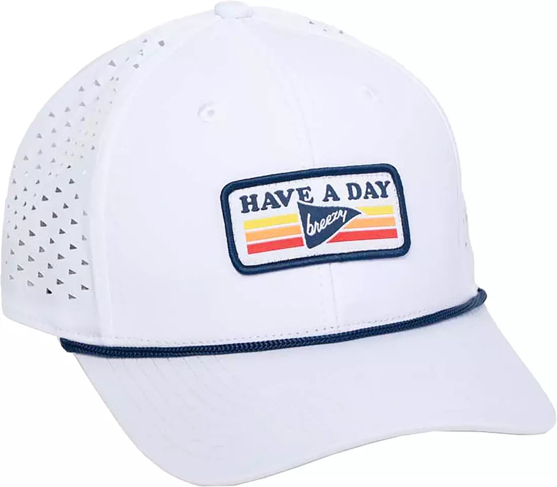 Breezy Have a Day Perforated Vintage Patch Hat - White