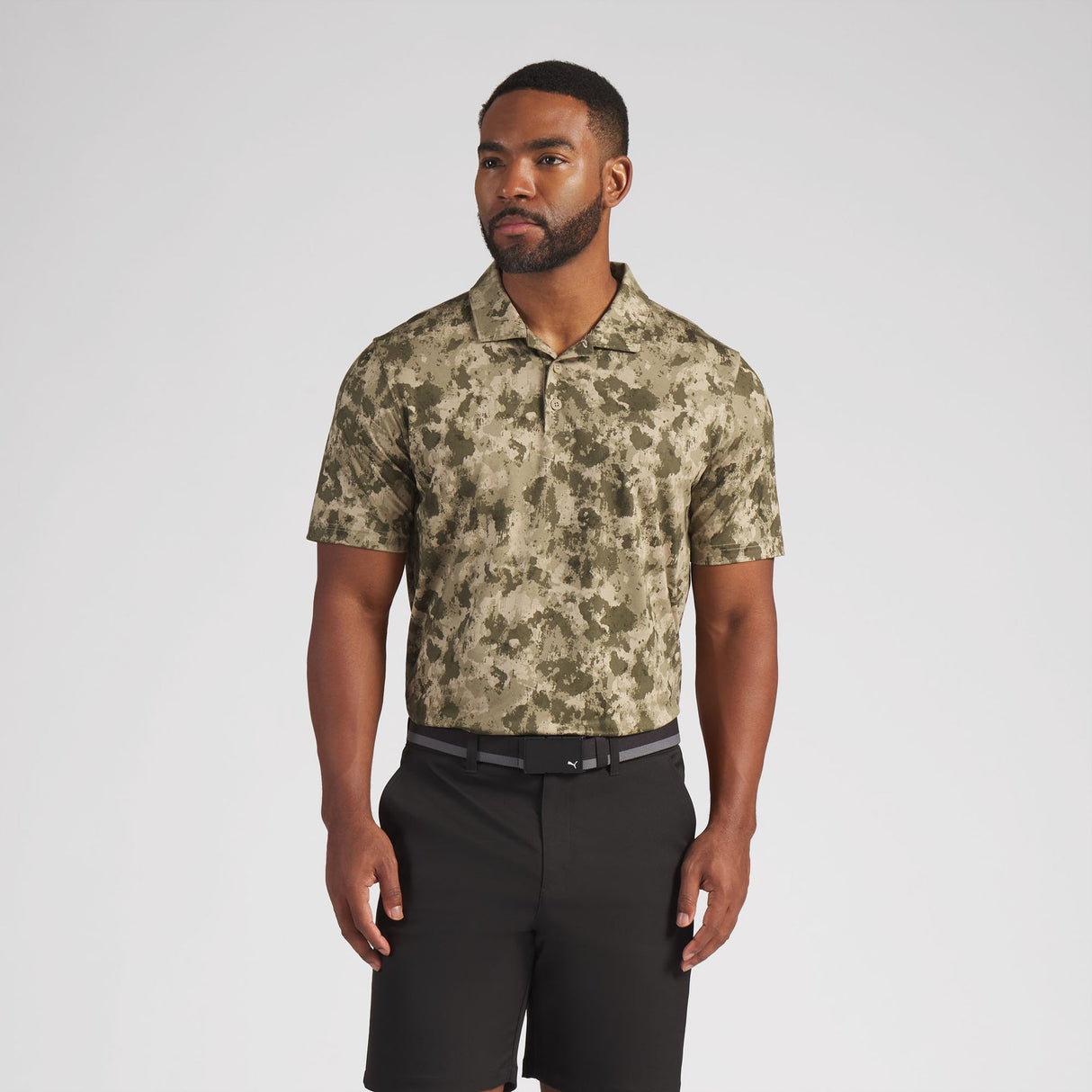 OBX GC x Puma Volition Camo Golf Polo-Ice Coffee