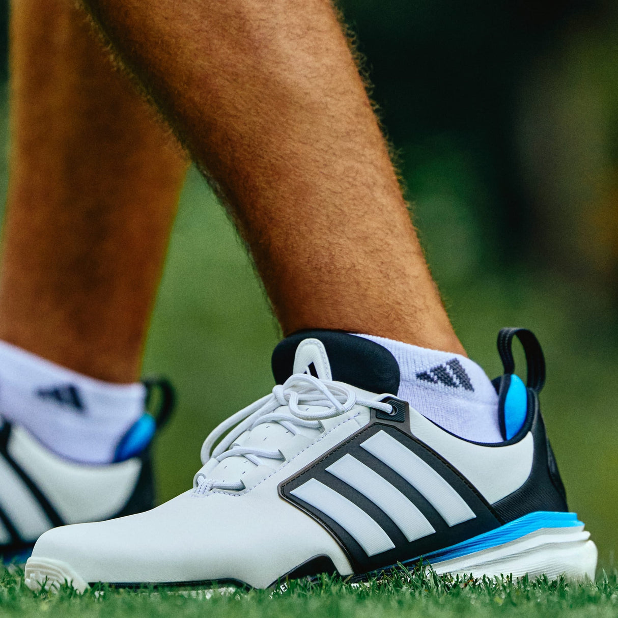 Adidas Adipower 26 SL Golf Shoes-Cloud White / Core Black / Lucid Ray Blue