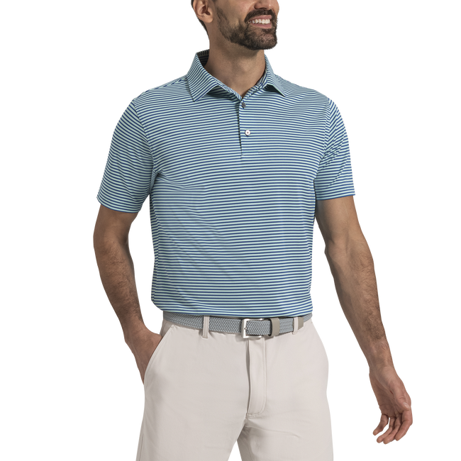 FootJoy Multi-Stripe Pique Polo-Royal/White/Seafoam
