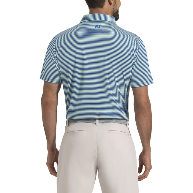 FootJoy Multi-Stripe Pique Polo-Royal/White/Seafoam