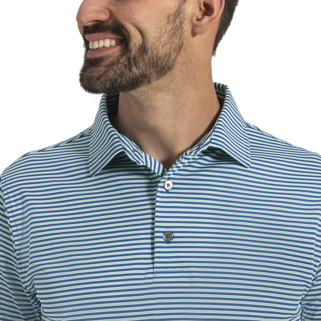 FootJoy Multi-Stripe Pique Polo-Royal/White/Seafoam