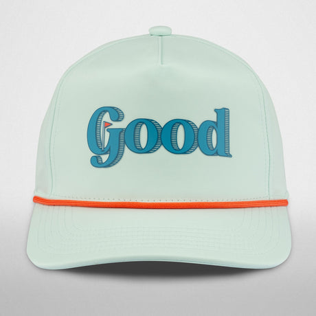 Light blue cap with 'Good' text on a light gray background