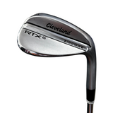 A close-up shot of a Cleveland RTX 6 ZIPCORE golf wedge, showing the polished metal club head and part of the shaft against a blurred concrete background.