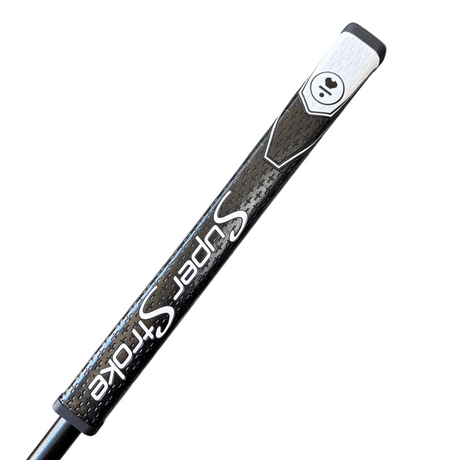 Golf club grip with 'Super Stroke' branding on a white background