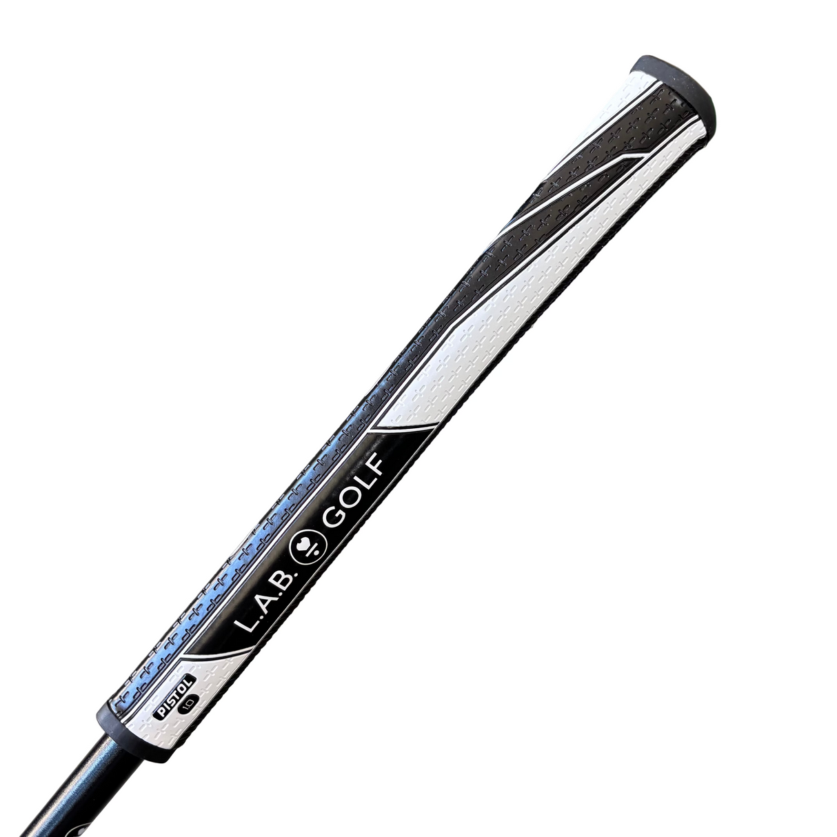 Golf club head with 'LAB GOLF' branding on a concrete floor.