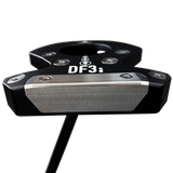 Golf putter with 'DF3' branding on a blurred background