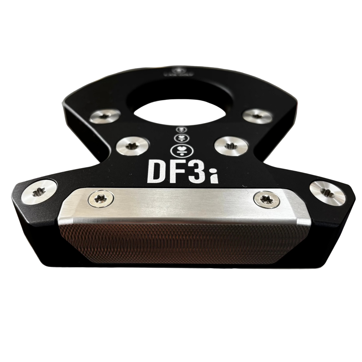 Black putter head with 'DF3i' branding on a blurred background
