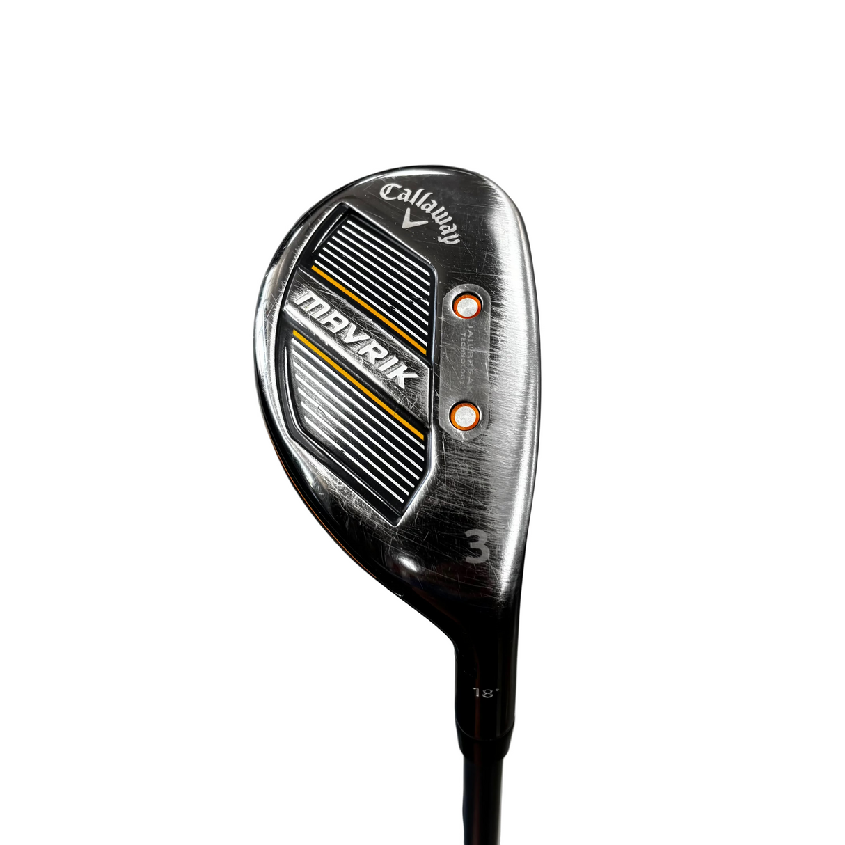 Callaway golf club head on a metallic surface with blurred background