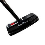 Black golf putter with 'SeeMore' branding on a blurred background