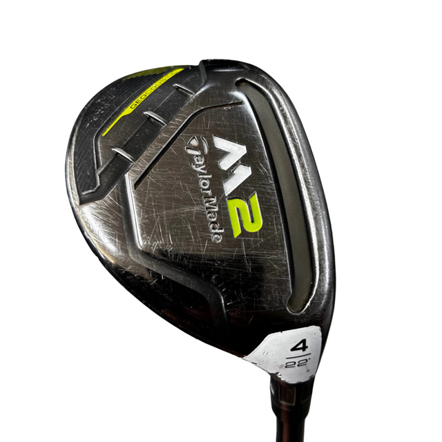 Golf club head with 'M2' branding on a blurred background