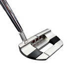 Close-up of a golf putter with a blurred background
