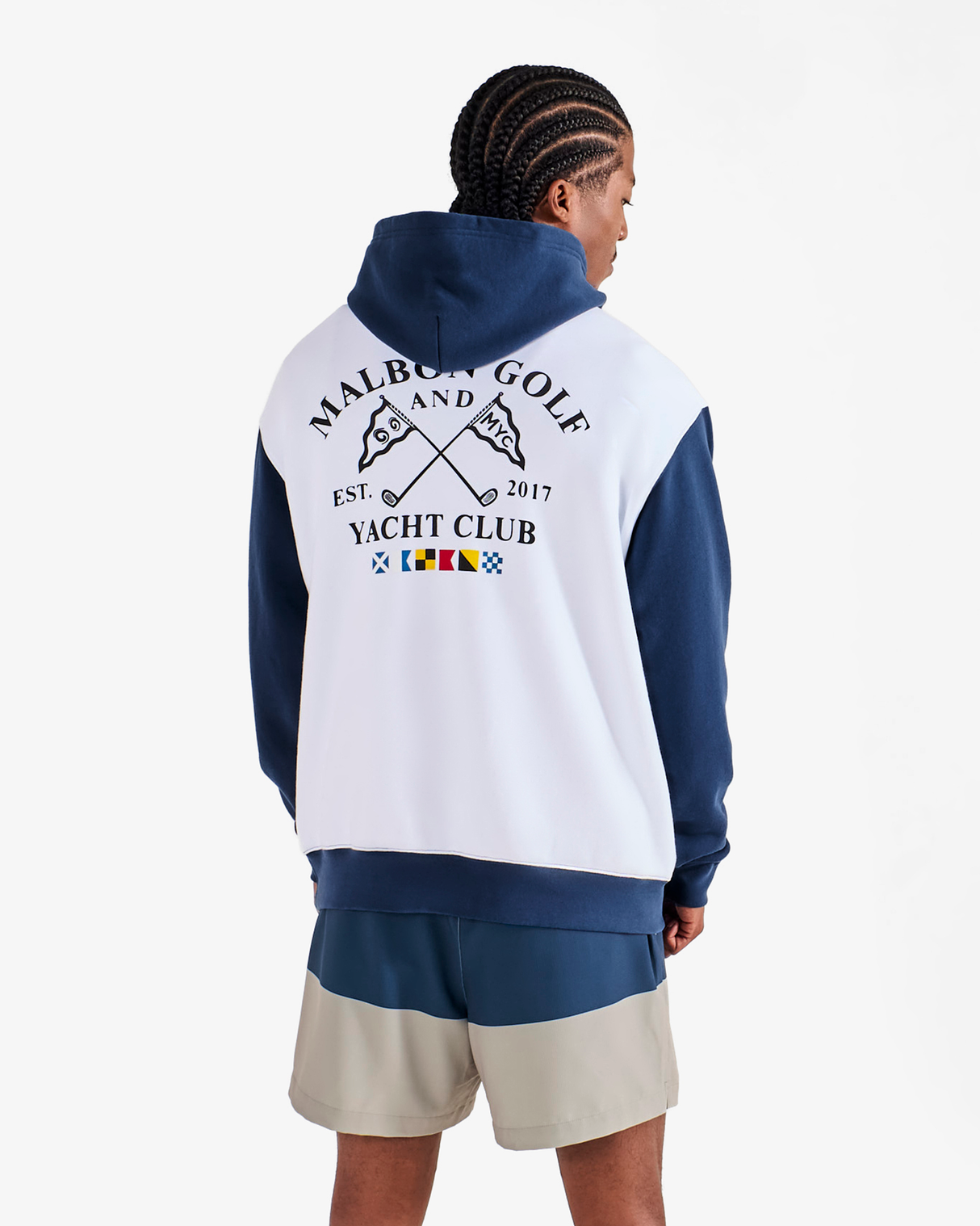 Malbon Fesque Deck Hand Sweatshirt-White/Navy