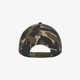 Camouflage-patterned cap on a white background