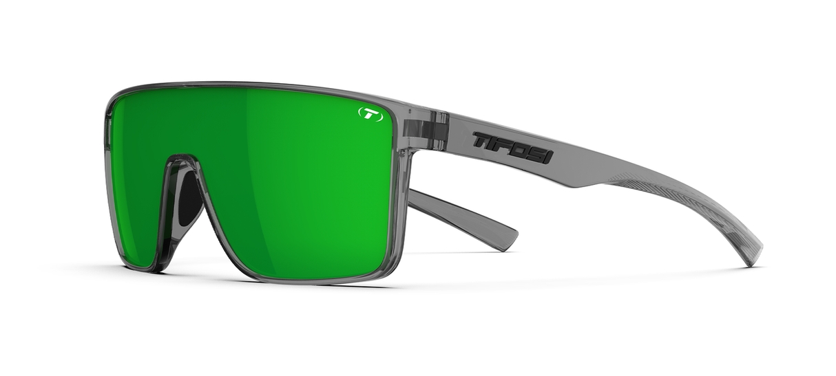 Tifosi Sanctum Sunglasses-Crystal Smoke Frame - Smoke Tint with Green Mirror