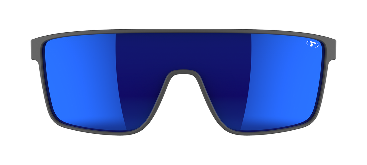 Tifosi Sanctum Sunglasses-Matte Gunmetal Frame - Smoke Tint with Cobalt Blue Mirror