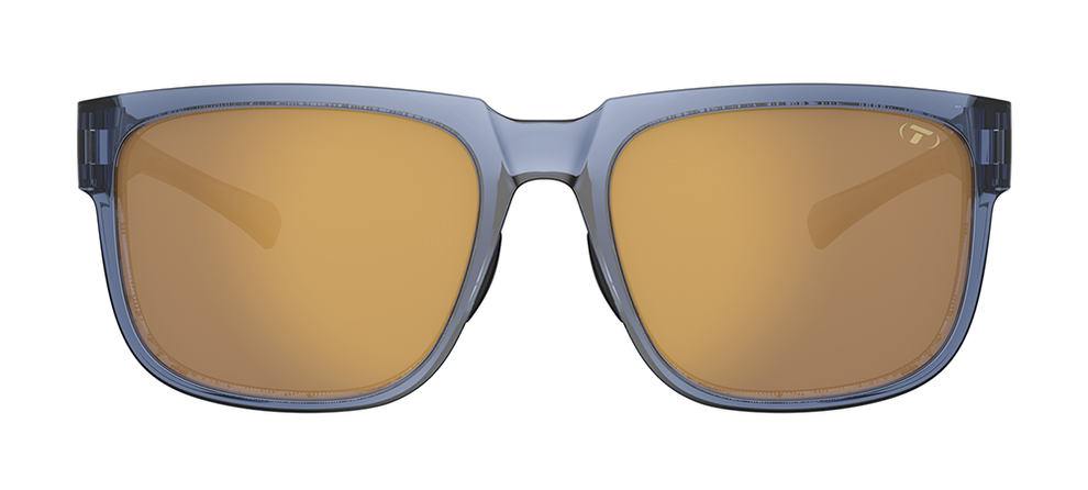 Tifosi Shumo Sunglasses-Crystal Denim Frame - Smoke Tint with Gold Mirror