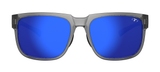 Tifosi Shumo Sunglasses-Crystal Smoke Frame - Smoke Tint with Cobalt Blue Mirror
