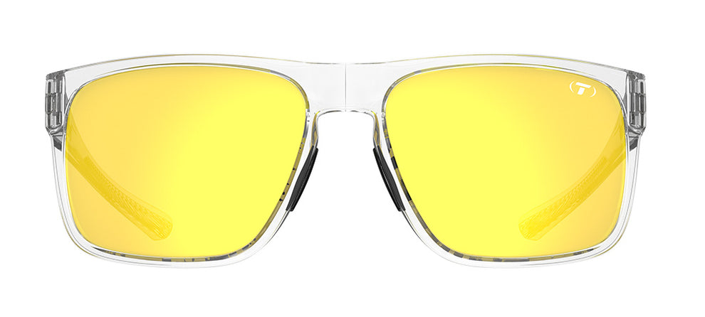 Tifosi Swick Sunglasses-Crystal Clear Frame - Smoke Tint with Yellow Mirror