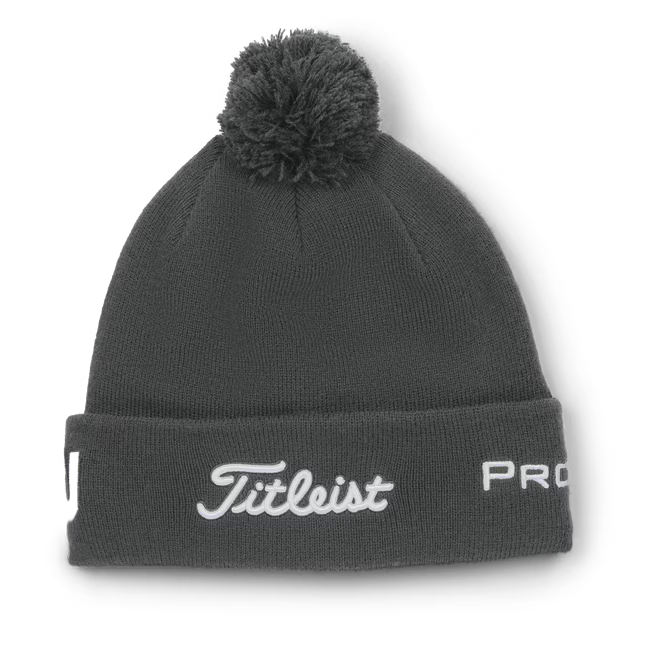 Titleist Tour Pom Pom Knit Beanie-Charcoal/White