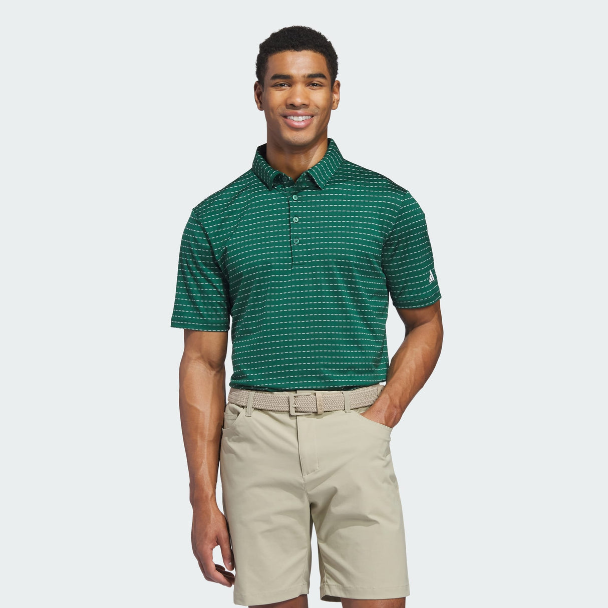 Adidas Ultimate365 Dash Stripe Polo-Collegiate Green / White