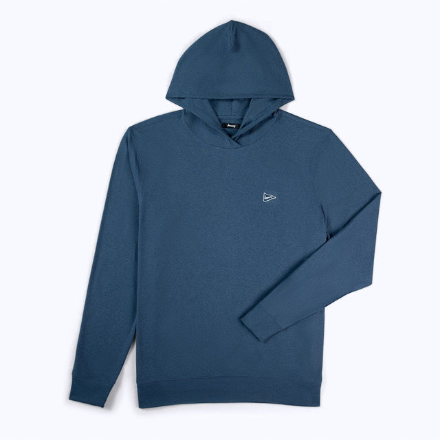 Breezy Gimme Blue hoodie with a small logo on a white background